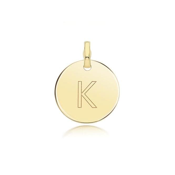 9ct Yellow Gold Round Plain Initial Pendant PN1280/K