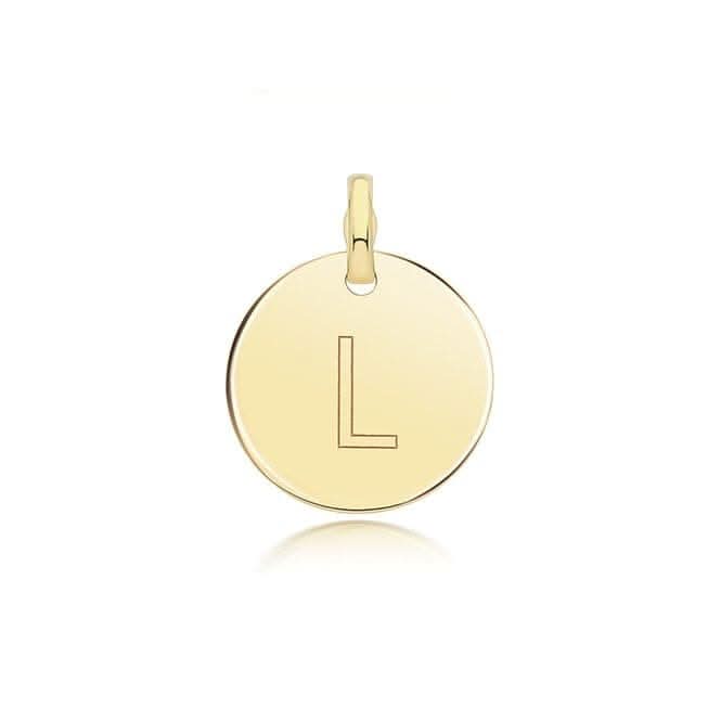 9ct Yellow Gold Round Plain Initial Pendant PN1280/L