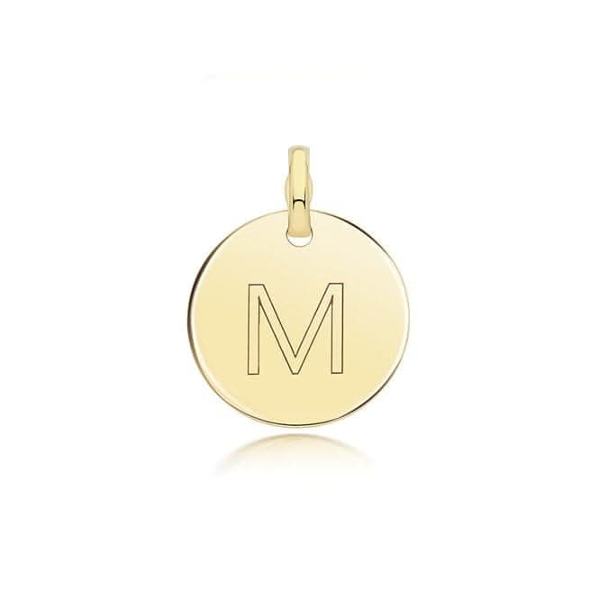 9ct Yellow Gold Round Plain Initial Pendant PN1280/M
