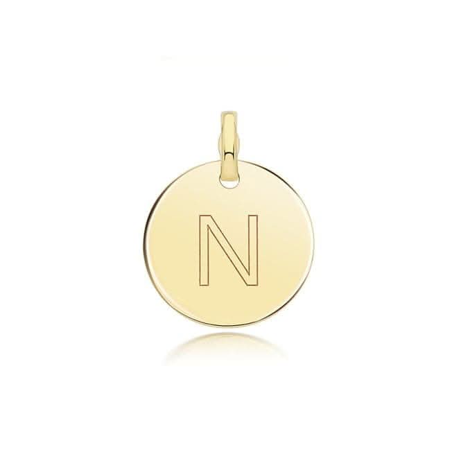 9ct Yellow Gold Round Plain Initial Pendant PN1280/N