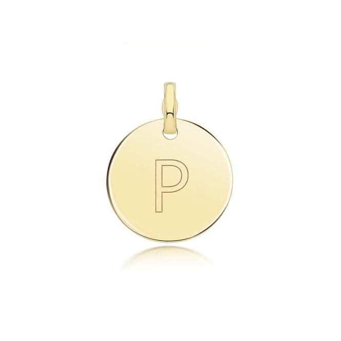 9ct Yellow Gold Round Plain Initial Pendant PN1280/P