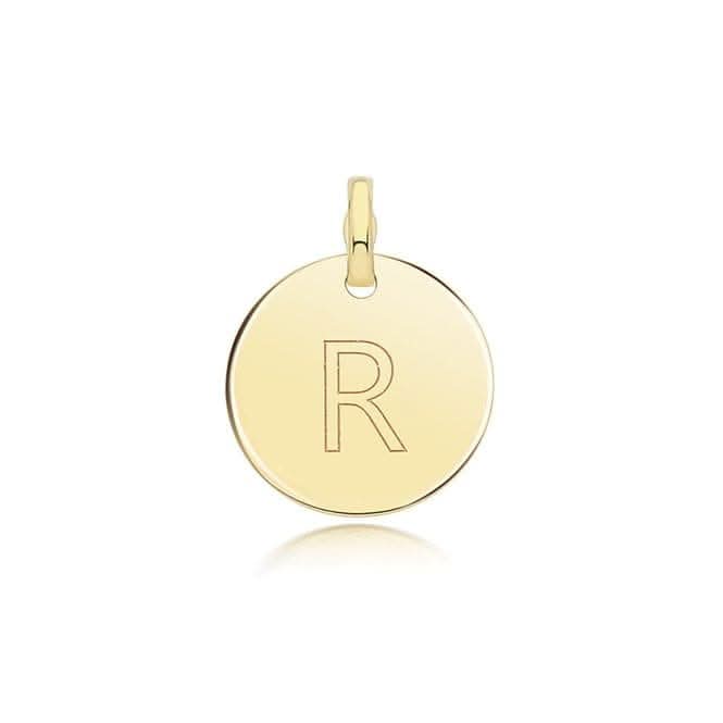 9ct Yellow Gold Round Plain Initial Pendant PN1280/R