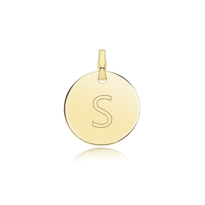 9ct Yellow Gold Round Plain Initial Pendant PN1280/S