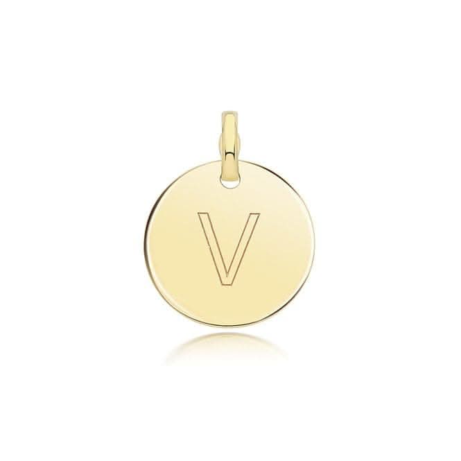 9ct Yellow Gold Round Plain Initial Pendant PN1280/V