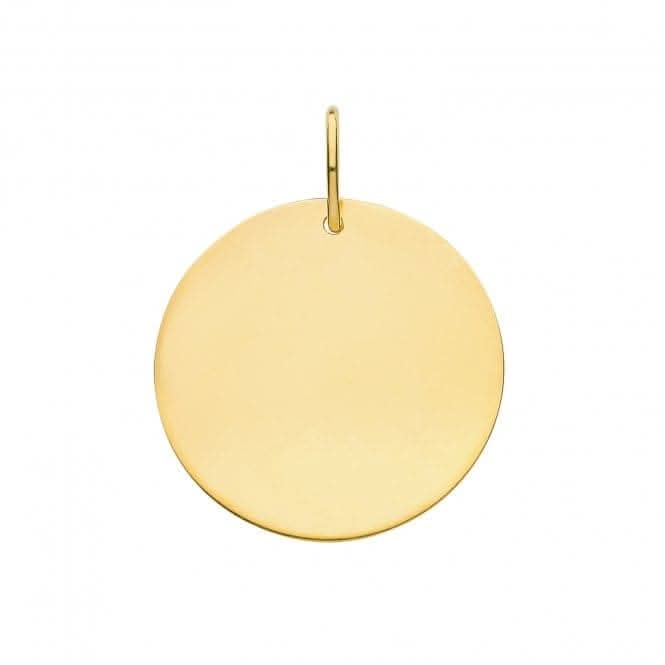 9ct Yellow Gold Round Plain Large Pendant PN1199