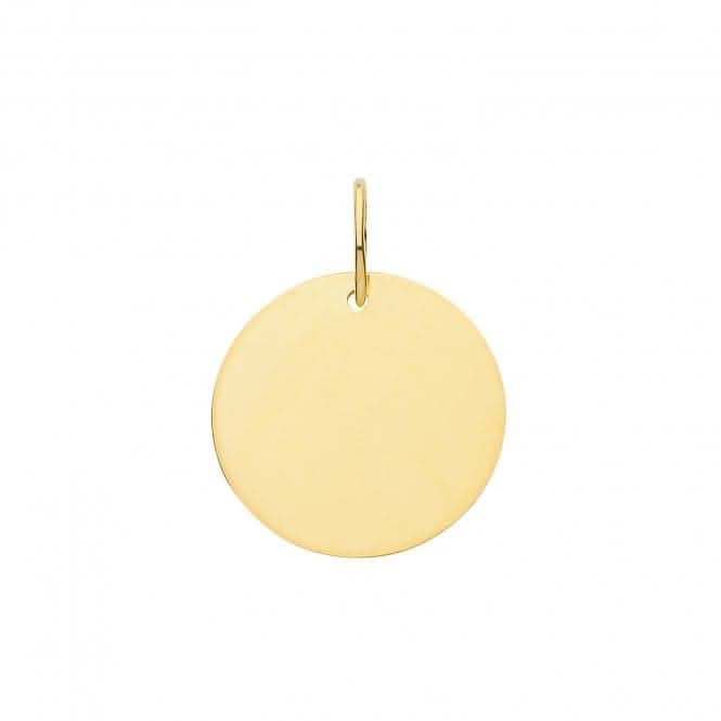 9ct Yellow Gold Round Plain Medium Pendant PN1198