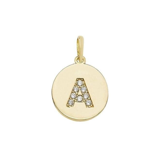 9ct Yellow Gold Round Zirconia Initial Pendant PN610/A