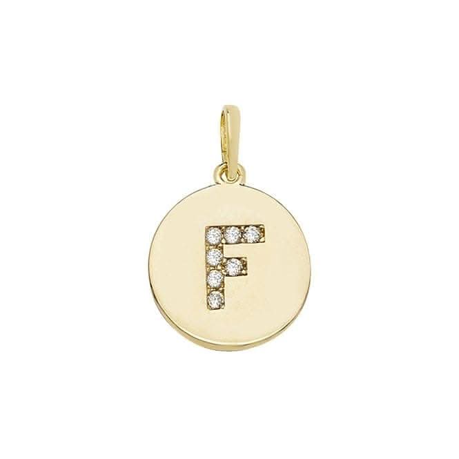 9ct Yellow Gold Round Zirconia Initial Pendant PN610/F