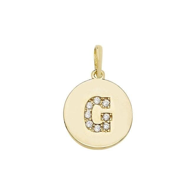 9ct Yellow Gold Round Zirconia Initial Pendant PN610/G