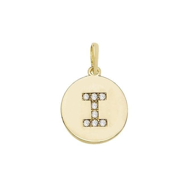9ct Yellow Gold Round Zirconia Initial Pendant PN610/I