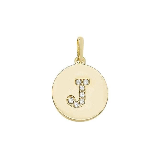 9ct Yellow Gold Round Zirconia Initial Pendant PN610/J