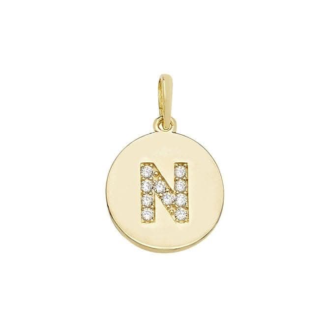 9ct Yellow Gold Round Zirconia Initial Pendant PN610/N