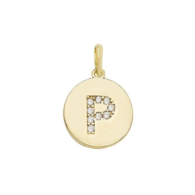 9ct Yellow Gold Round Zirconia Initial Pendant PN610/P