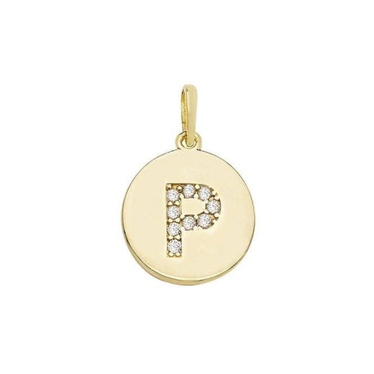 9ct Yellow Gold Round Zirconia Initial Pendant PN610/P