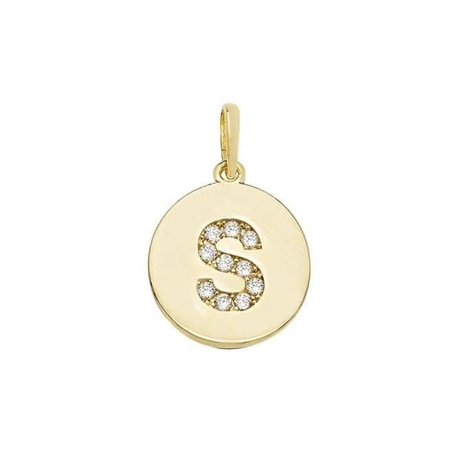 9ct Yellow Gold Round Zirconia Initial Pendant PN610/S