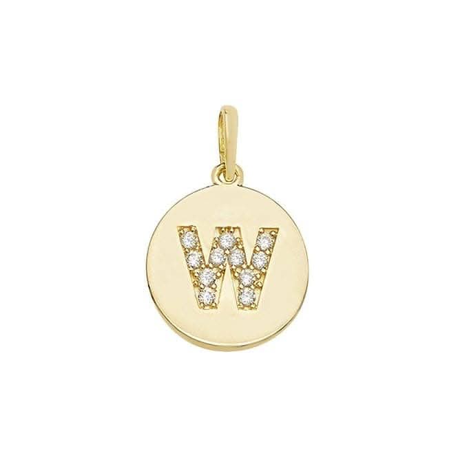 9ct Yellow Gold Round Zirconia Initial Pendant PN610/W