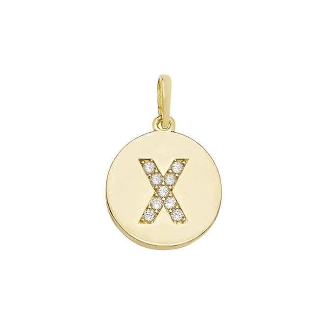 9ct Yellow Gold Round Zirconia Initial Pendant PN610/X
