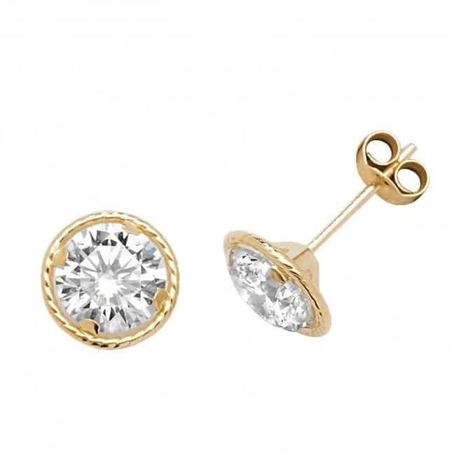 9ct Yellow Gold Round Zirconia Stud Earrings ES579
