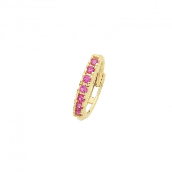 9ct Yellow Gold Ruby Red Zirconia Single Cartilage Huggies 9Mm ES1996R