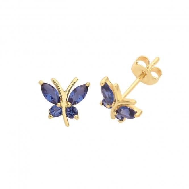 9ct Yellow Gold Butterfly Stud Earrings ES1602S