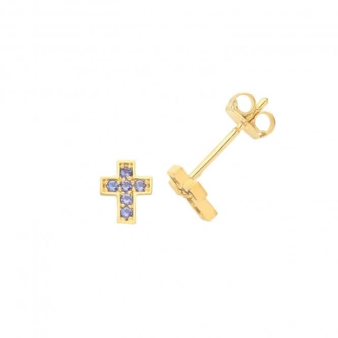 9ct Yellow Gold SA Cross Stud Earrings ES1638