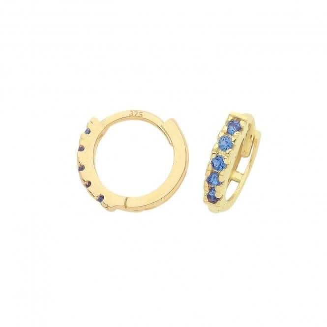 9ct Yellow Gold Sapphire Blue Zirconia Huggies Earrings ER1179S