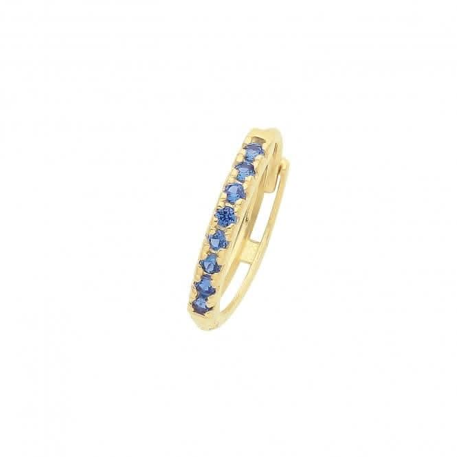 9ct Yellow Gold Sapphire Blue Zirconia Single Cartilage Huggies 11Mm ES1997S