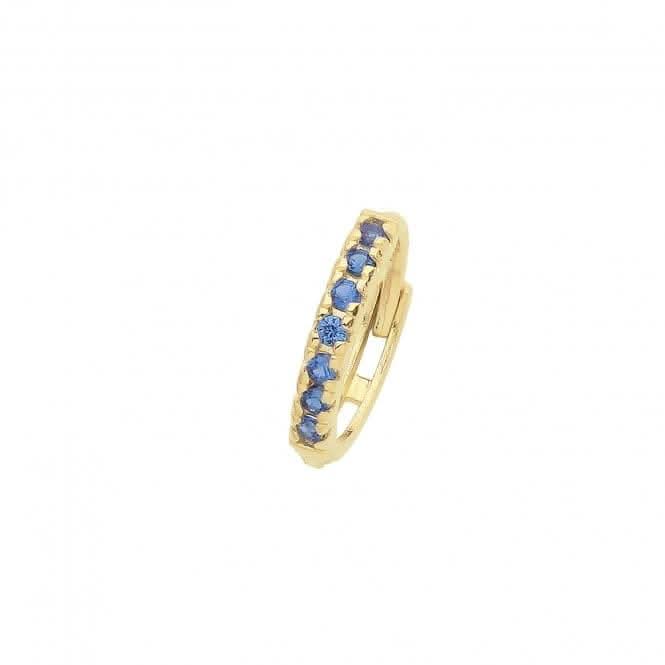 9ct Yellow Gold Sapphire Blue Zirconia Single Cartilage Huggies 9Mm ES1996S