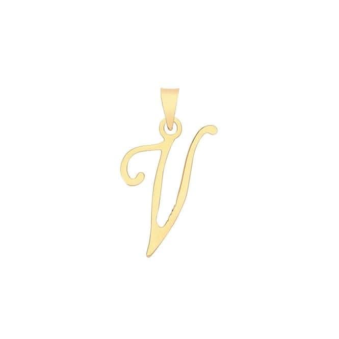 9ct Yellow Gold Script Initial Pendant PN1220/V
