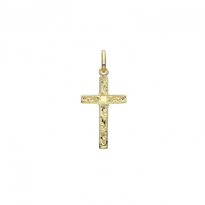 9ct Yellow Gold Semi Solid Cross H Engraved PN1211E