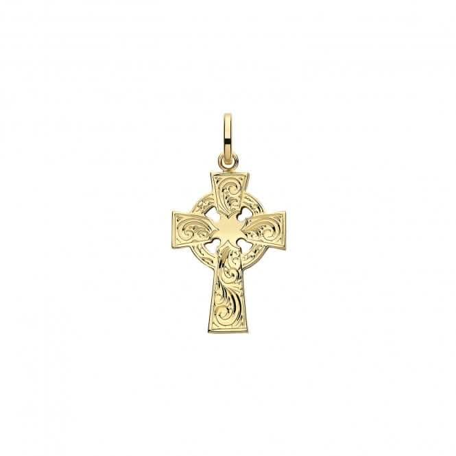 9ct Yellow Gold Semi Solid Cross H Engraved PN1217E