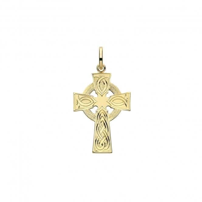 9ct Yellow Gold Semi Solid Cross H Engraved PN1218CE