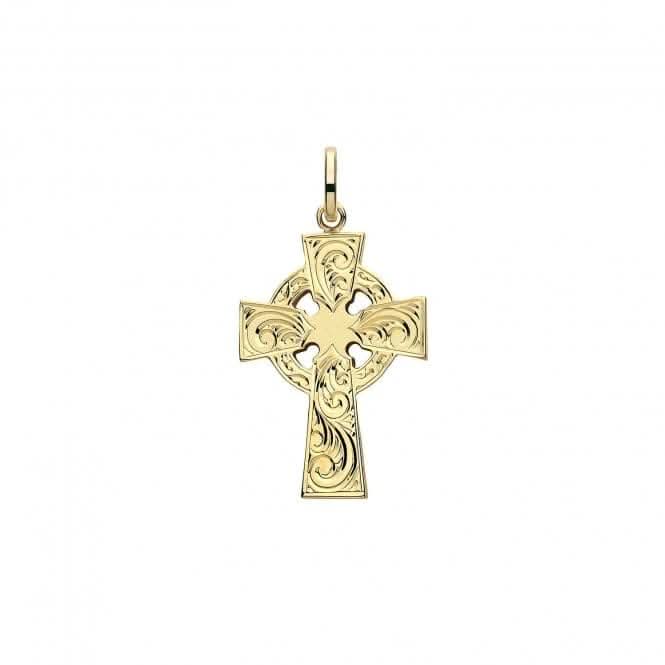 9ct Yellow Gold Semi Solid Cross H Engraved PN1218E