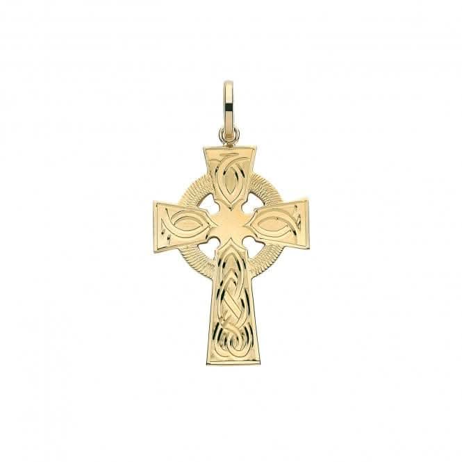 9ct Yellow Gold Semi Solid Cross H Engraved PN1219CE