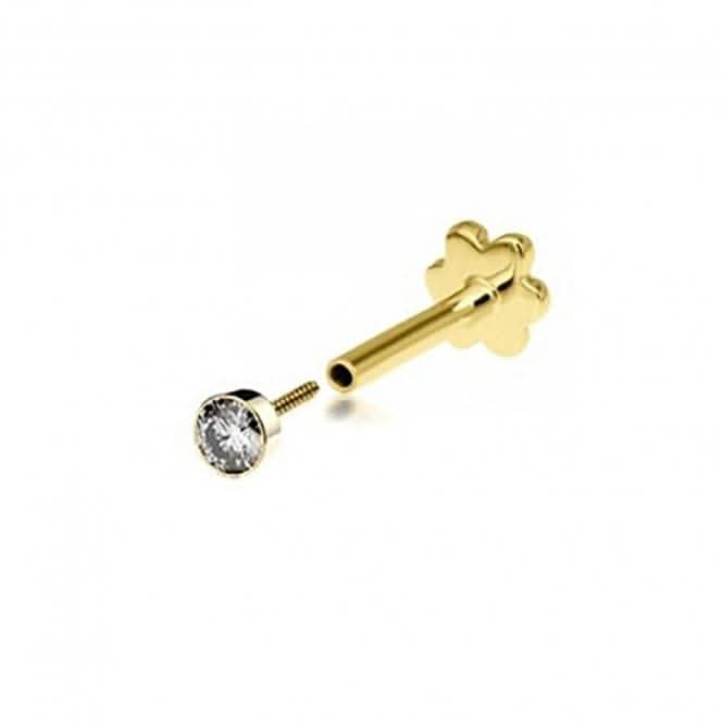 9ct Yellow Gold Single Zirconia Cartilage Labret ES2020