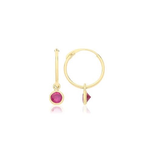 9ct Yellow Gold Sleepers With Hanging Coloured Zirconia ES754R