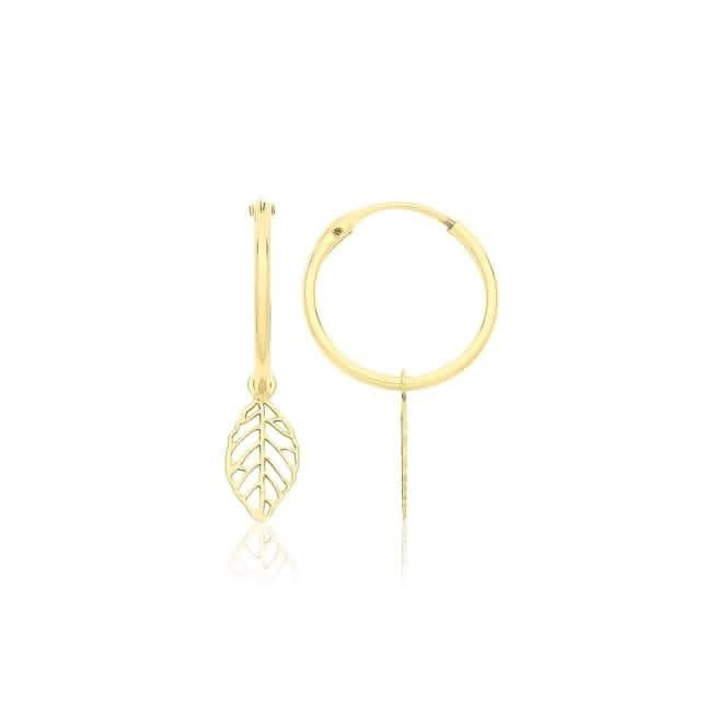 9ct Yellow Gold Sleepers With Hanging Feather Charm ES757