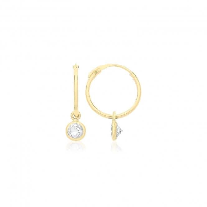 9ct Yellow Gold Sleepers With Hanging Zirconia ES754