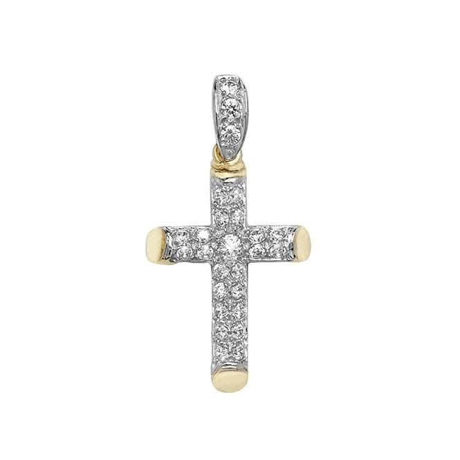 9ct Yellow Gold Small Cross Zirconia Pendant PN1030
