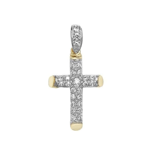 9ct Yellow Gold Small Cross Zirconia Pendant PN1030