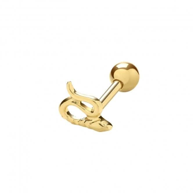 9ct Yellow Gold Snake Cartilage 6mm Post Stud ES975