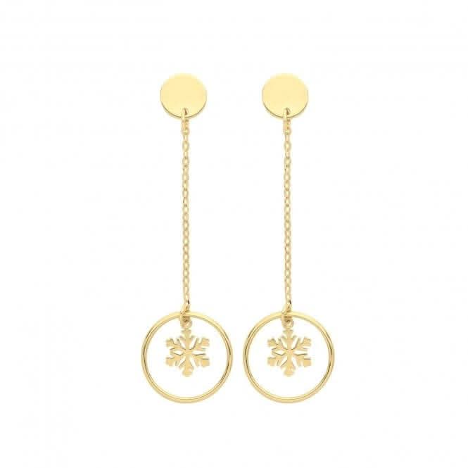 9ct Yellow Gold Snowflake Earrings ER1154