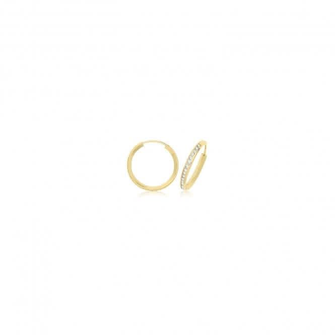 9ct Yellow Gold Thin Zirconia Hoops