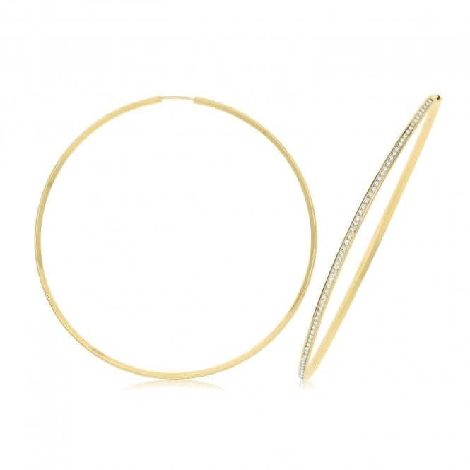 9ct Yellow Gold Thin Zirconia Hoops