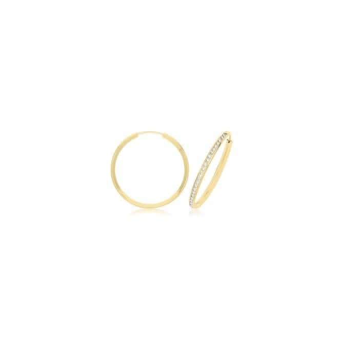 9ct Yellow Gold Thin Zirconia Hoops