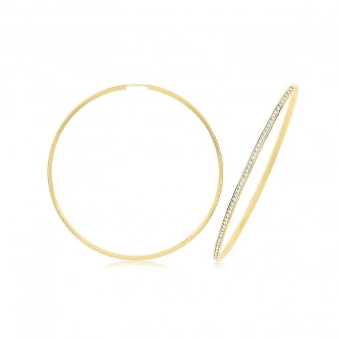 9ct Yellow Gold Thin Zirconia Hoops