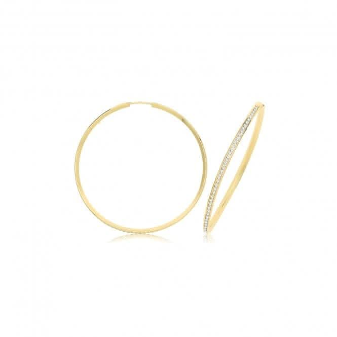 9ct Yellow Gold Thin Zirconia Hoops