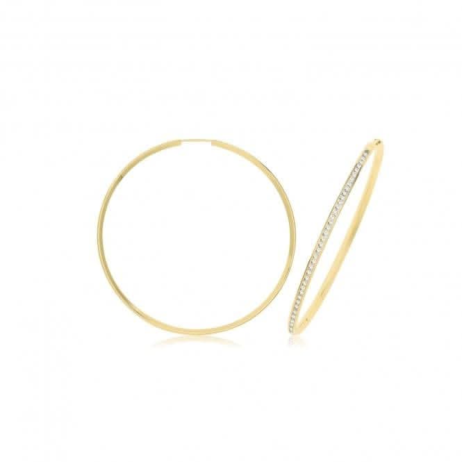 9ct Yellow Gold Thin Zirconia Hoops