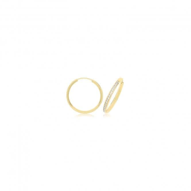 9ct Yellow Gold Thin Zirconia Hoops