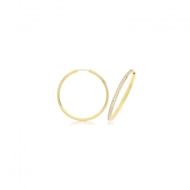 9ct Yellow Gold Thin Zirconia Hoops